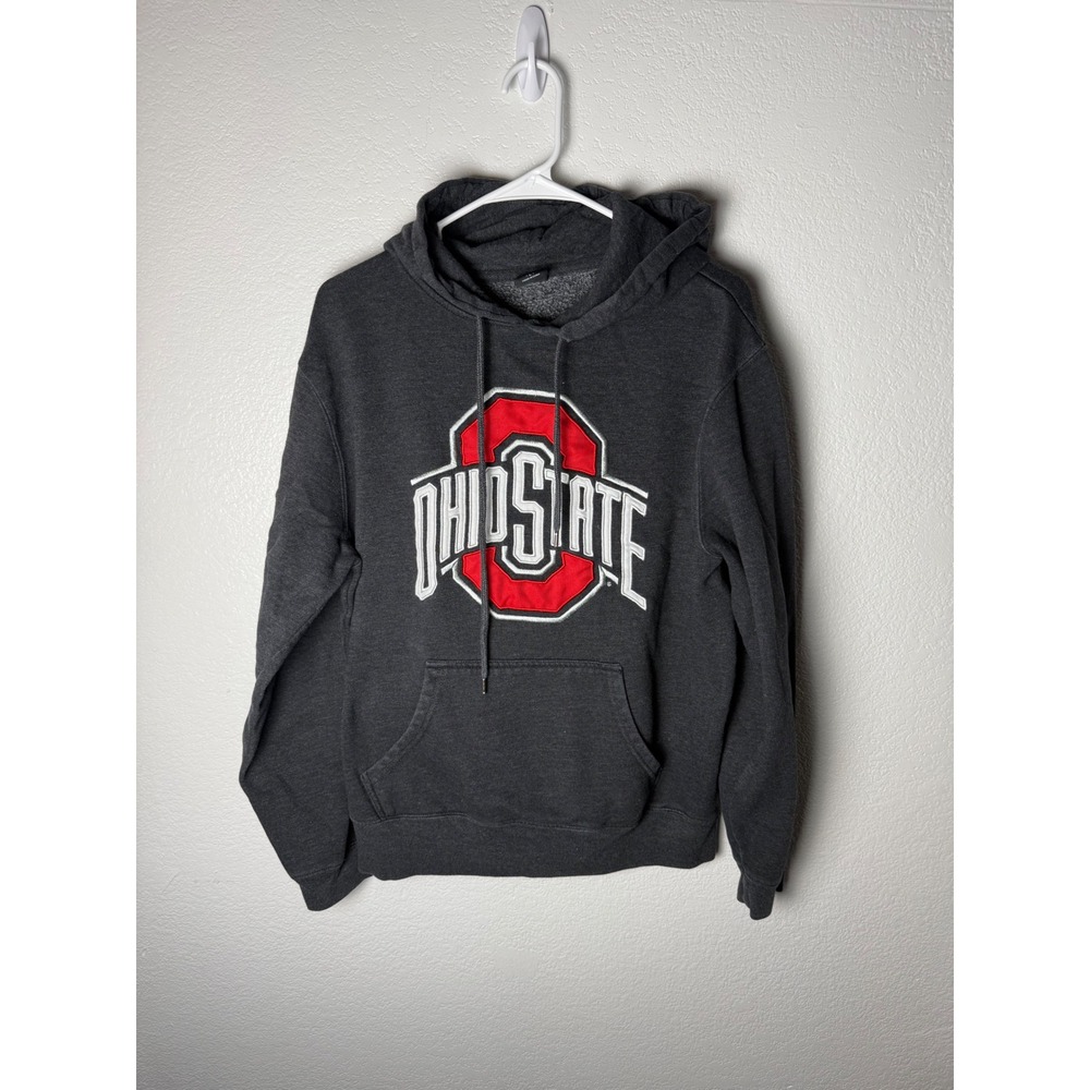 Ohio State Buckeyes Hoodie Men's Large Gray Embroidered Applique Pullover OSU
